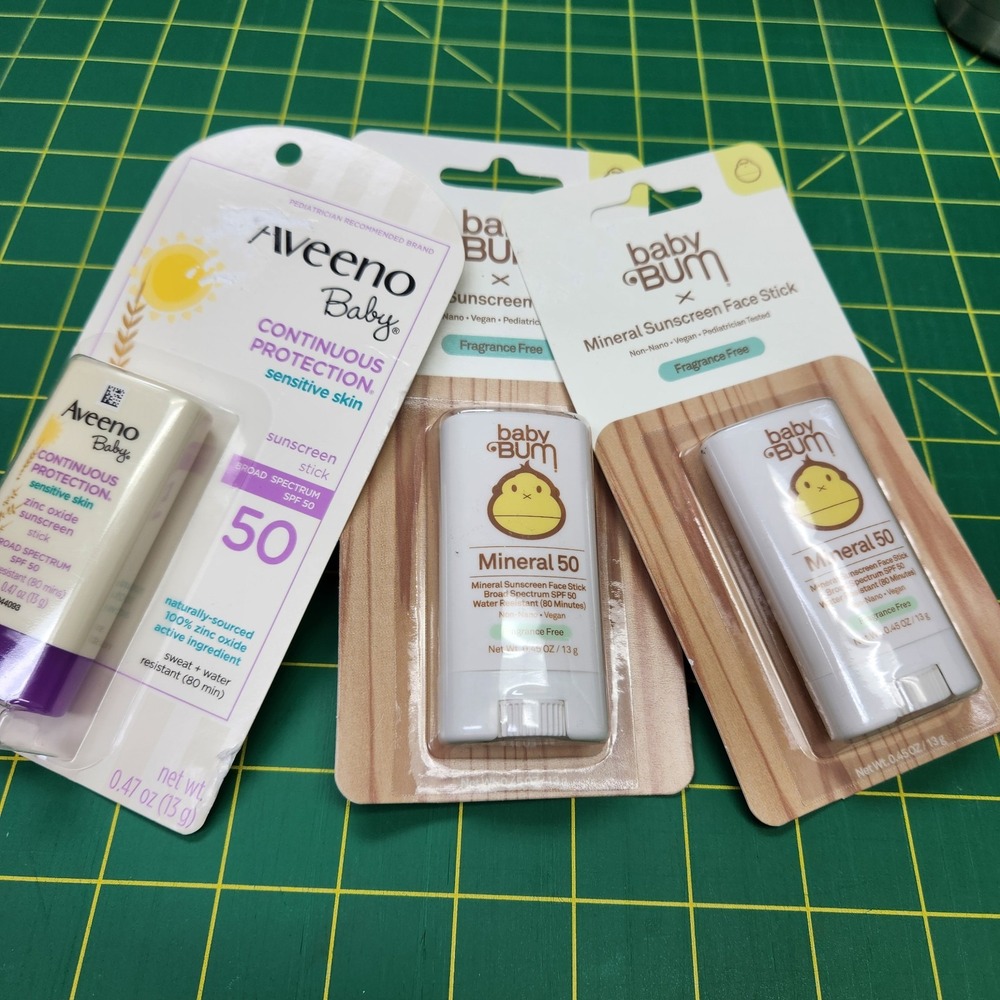 Aveeno Baby 1 Baby Bum 2 sunscreen sticks broad spectrum spectrum 50  mineral 50